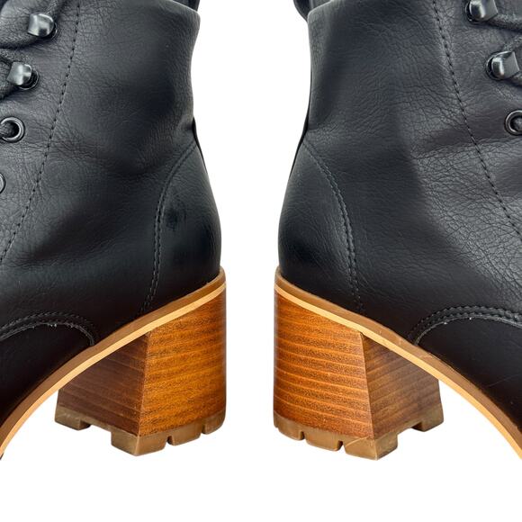 Korks Kork Ease Boot Combat Lace Up Vegan Womens SZ 8.5 Black Ankle Faux Leather - Picture 8 of 12
